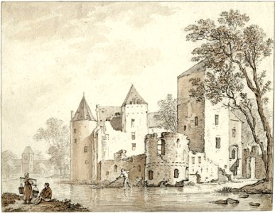 HUA-201317-Gezicht op het kasteel De Haar bij Haarzuilens uit het noorden met links op de achtergrond de kapelNB De gemeente Haarzuilens is per 1 januari 1954 op