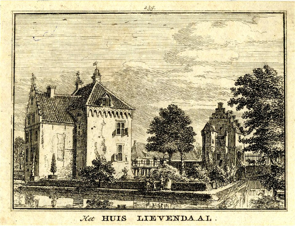 HUA-201501-Gezicht op de zij en de achtergevel van het huis Levendaal bij Rhenen met rechts het poortgebouw