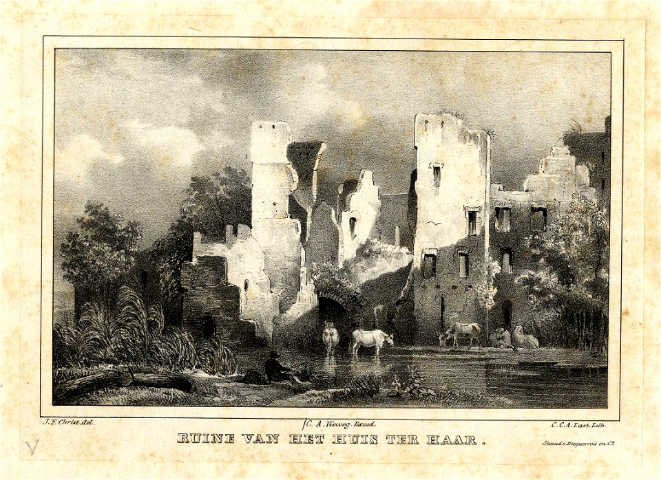 HUA-201333-Gezicht op de ruïne van het kasteel De Haar bij Haarzuilens uit het westenNB De gemeente Haarzuilens is per 1 januari 1954 opgenomen in de gemeente Vl