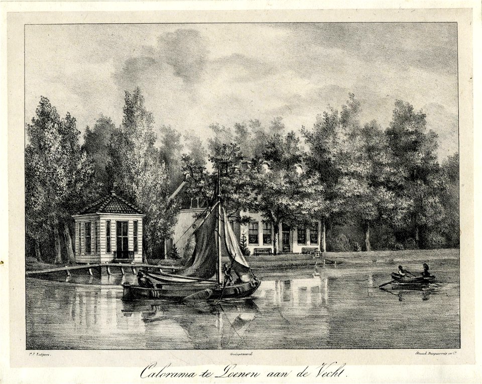 HUA-201170-Gezicht over de Vecht te Loenen op het huis Calorama met zijn theekoepel