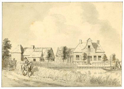 HUA-202233-Gezicht op enkele huizen aan het water de Amstel op de grens tussen Holland en Utrecht bij Uithoorn