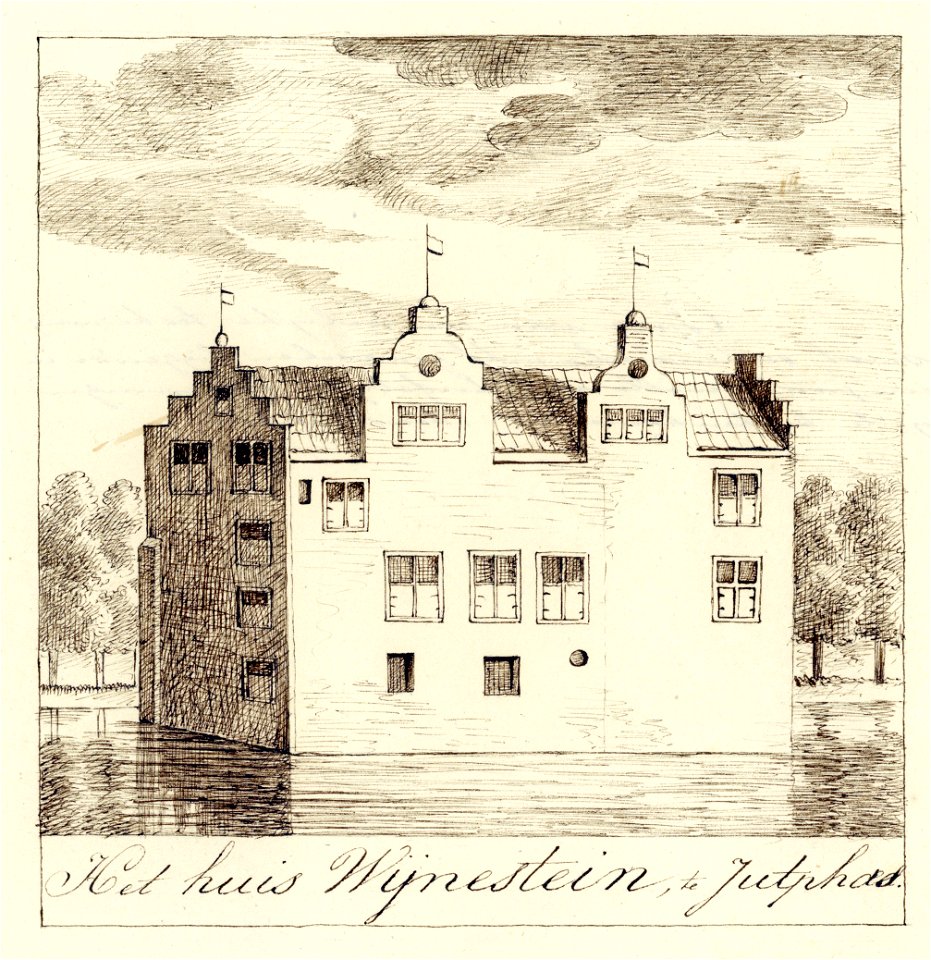 HUA-202099-Gezicht op het omgrachte kasteel Wijnestein te JutphaasNB De gemeenten Jutphaas en Vreeswijk zijn per 1 juli 1971 samengevoegd tot de nieuw gevormde g