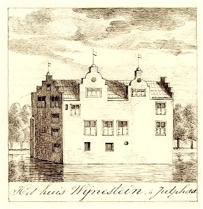 HUA-202099-Gezicht op het omgrachte kasteel Wijnestein te JutphaasNB De gemeenten Jutphaas en Vreeswijk zijn per 1 juli 1971 samengevoegd tot de nieuw gevormde g