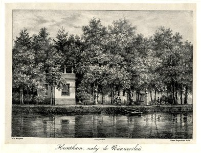 HUA-201455-Gezicht over de Vecht bij Breukelen op de theekoepel van het huis Hunthum bij Nieuwersluis