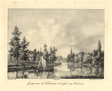 HUA-201735-Gezicht op de Vecht bij Breukelen uit het noordwesten met links op de achtergrond het kasteel Oudaen