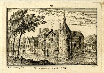 HUA-201277-Gezicht op het omgrachte kasteel Gunterstein bij Breukelen. Free illustration for personal and commercial use.