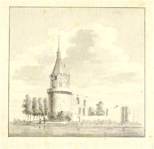 HUA-201210-Gezicht op de Bourgondische toren en de ruïne van het kasteel Duurstede te Wijk bij Duurstede