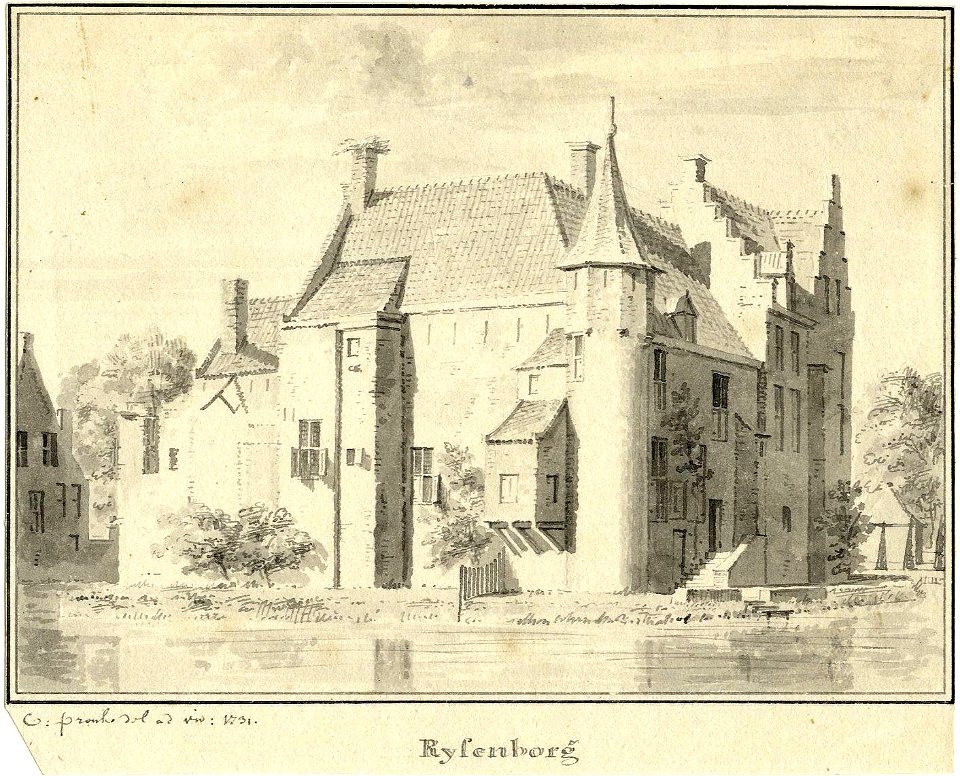 HUA-201875-Gezicht op de achter en de zijgevel van het kasteel Rijsenburg bij DriebergenNB De gemeenten Driebergen en Rijsenburg zijn per 1 mei 1931 samengevoegd