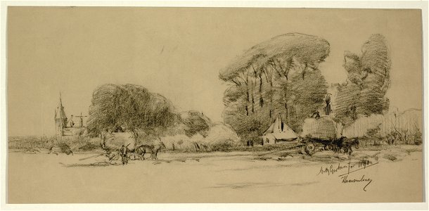 HUA-206157-Gezicht op een boerderij in de omgeving van kasteel De Haar te Haarzuilens met links op de achtergrond een gedeelte van het kasteel