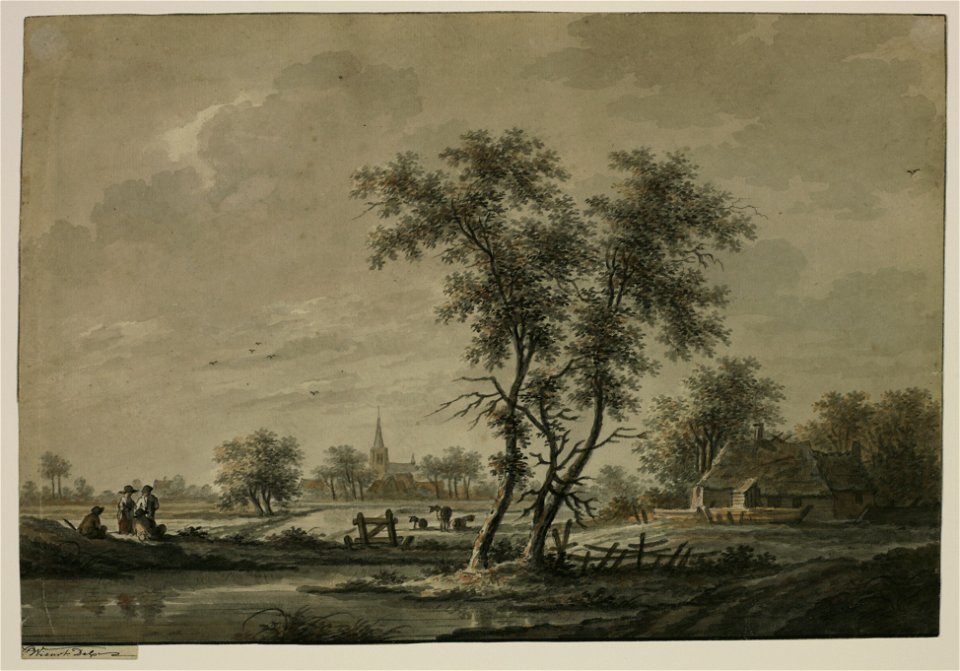 HUA-206490-Gezicht op een landschap in de omgeving van Werkhoven met rechts de boerderij Katteveld aan de Kromme Rijn