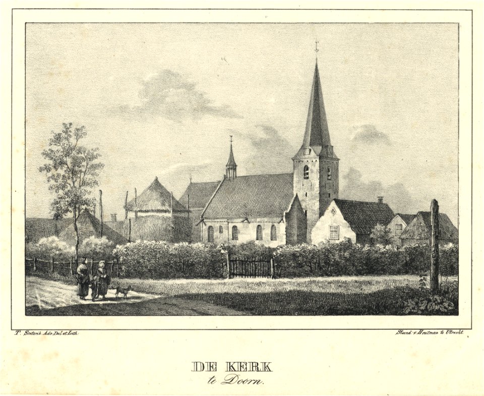 HUA-202382-Gezicht in het dorp Doorn met de Nederlands Hervormde kerk