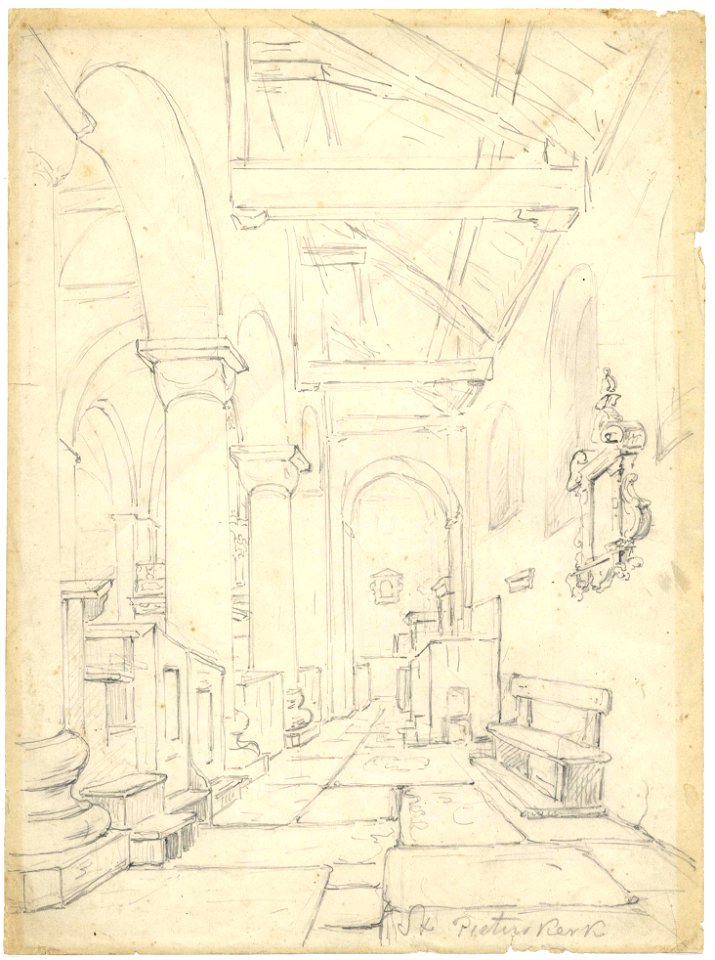 HUA-202808-Interieur van de Pieterskerk Pieterskerkhof te Utrecht de zuidelijke zijbeuk