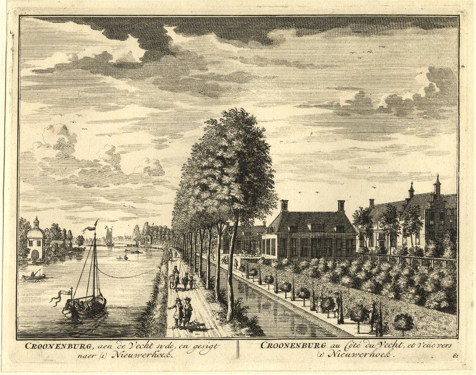 HUA-201483-Gezicht over de Vecht bij Loenen uit het noorden met rechts de buitenplaats Kronenburg
