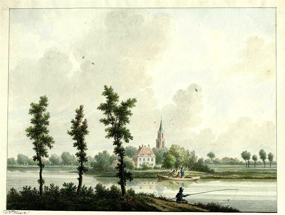 HUA-206191-Gezicht op het landschap in de omgeving van Loenen met een breed water op de voorgrond