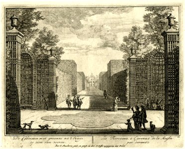 HUA-201397-Gezicht op de begroeide latwerkpriëlen langs de hoofdas van de tuin van de buitenplaats Heemstede te Houten
