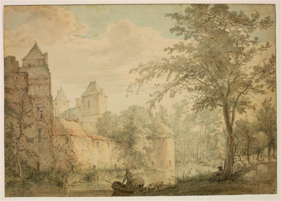 HUA-206299-Gezicht op het vervallen kasteel De Haar bij Haarzuilens uit het oostenNB De gemeente Haarzuilens is per 1 januari 1954 opgenomen in de gemeente Vleut