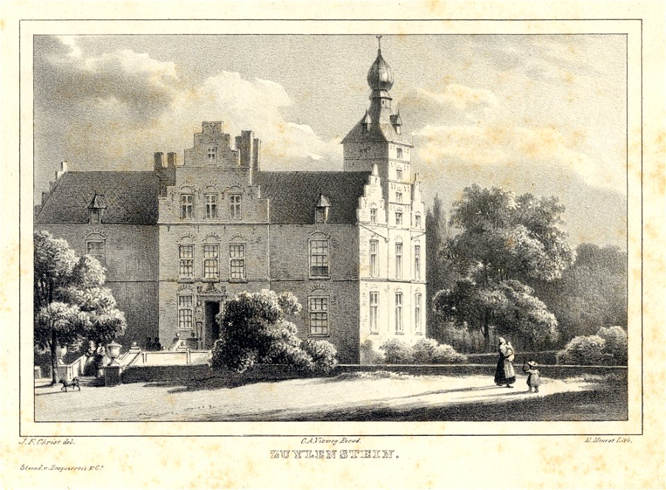 HUA-202165-Gezicht op de voor en de zijgevel van het kasteel Zuilenstein bij Amerongen uit het noorden