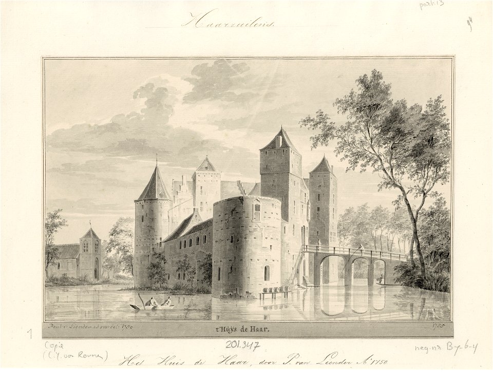 HUA-201347-Gezicht op het kasteel De Haar bij Haarzuilens uit het noordwestenNB De gemeente Haarzuilens is per 1 januari 1954 opgenomen in de gemeente Vleuten De
