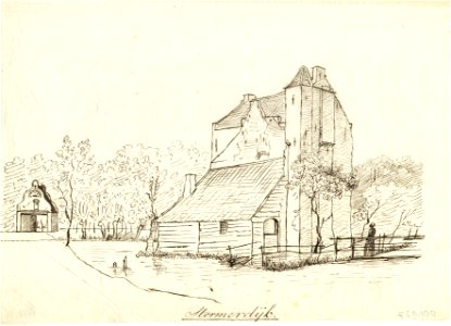 HUA-201927-Gezicht op het huis Stormerdijk te Jutphaas met links het poortgebouw dat toegang gaf tot de voorburchtNB De gemeenten Jutphaas en Vreeswijk zijn per 