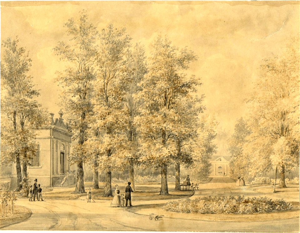 HUA-201440-Gezicht vanaf het huis Hunthum bij Nieuwersluis in het omringende park met links de theekoepel