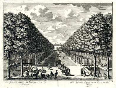 HUA-202198-Gezicht in de grote laan voor het slot te Zeist in de richting van het huis uit het noordoosten