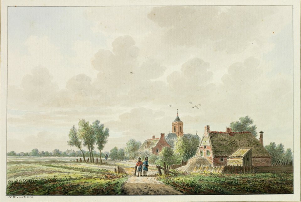 HUA-206270-Gezicht op het landschap in de omgeving van Cabauw gemeente Lopik met de kerktoren van Cabauw op de achtergrond