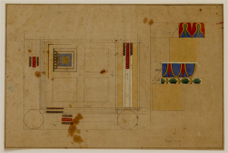 HUA-216547-Afbeeldingen van enkele decoraties van de zuilenportiek aan de achtergevel van het huis Het Hoogeland Museumlaan te Utrecht