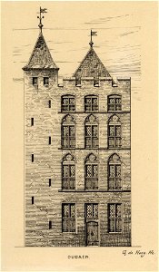 HUA-202657-Opstand van de gereconstrueerde voorgevel van het huis Oudaen Oudegracht 99 te Utrecht