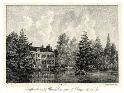 HUA-201446-Gezicht over de Vecht bij Breukelen op de voorgevel van het huis Hoffwerk uit het zuidoosten