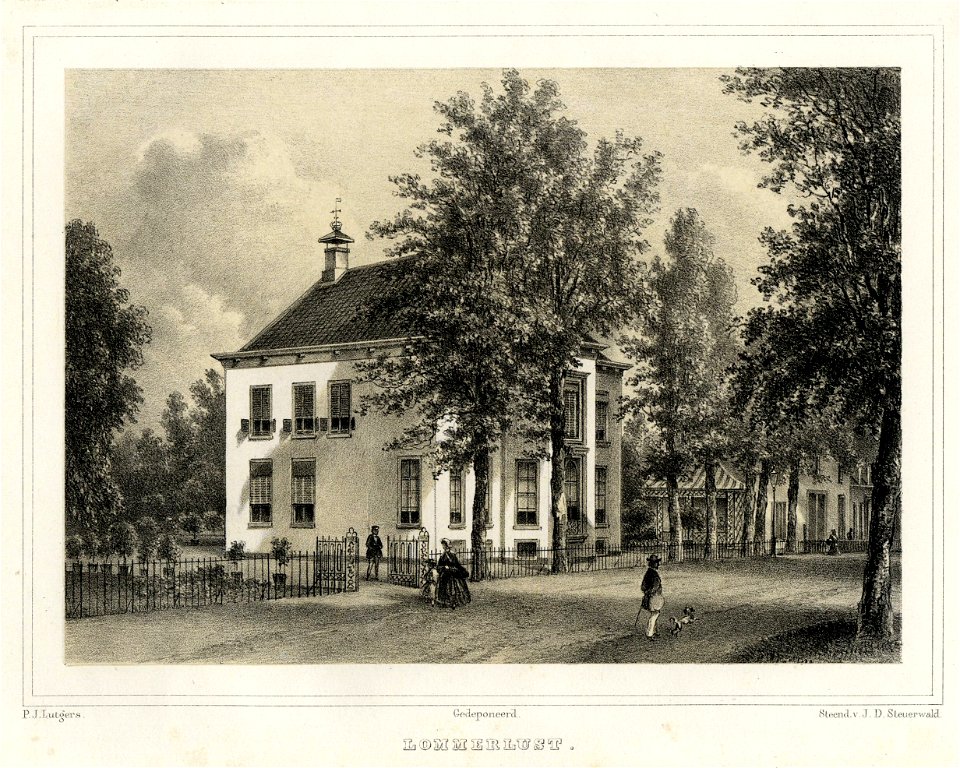 HUA-201548-Gezicht op de zij en de voorgevel van het huis Lommerlust te Zeist