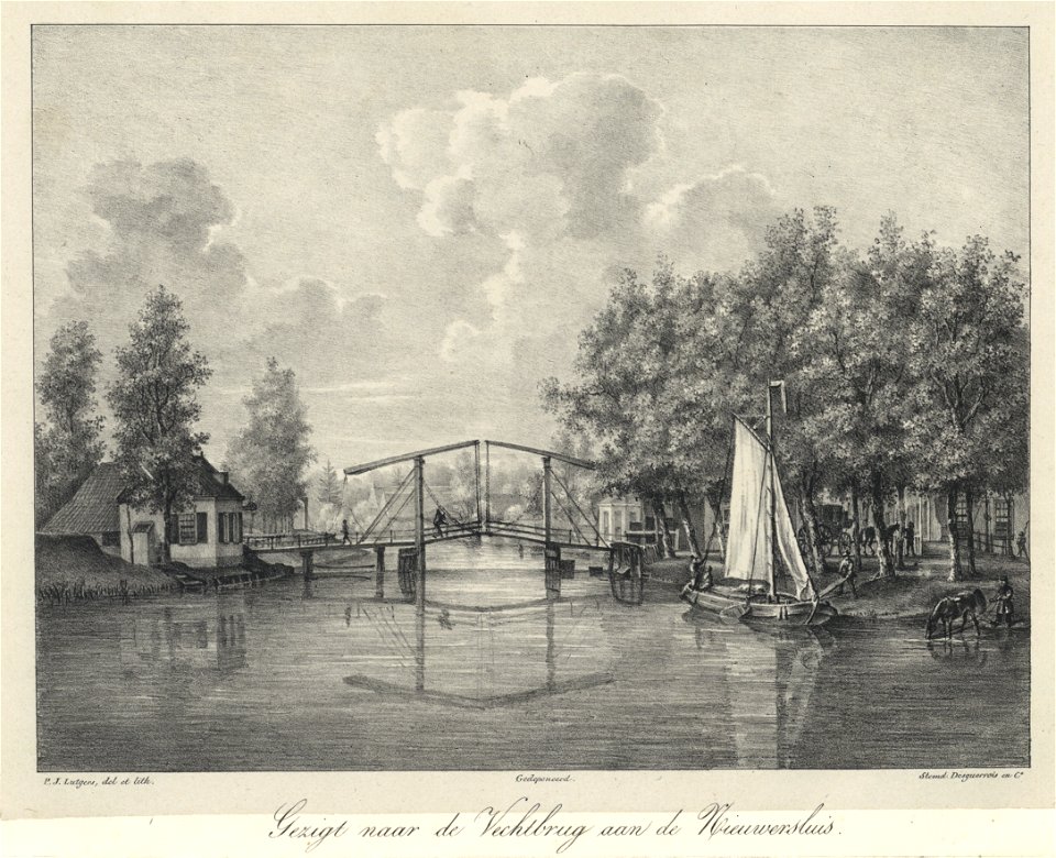 HUA-202399-Gezicht op de Vecht met de klapbrug te Nieuwersluis