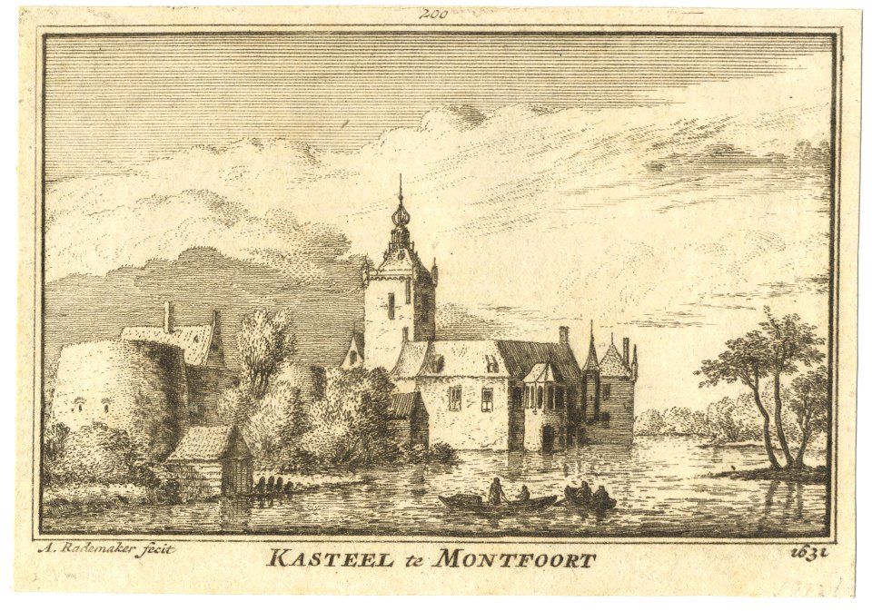 HUA-201591-Gezicht over de Hollandsche IJssel op het kasteel Montfoort te Montfoort