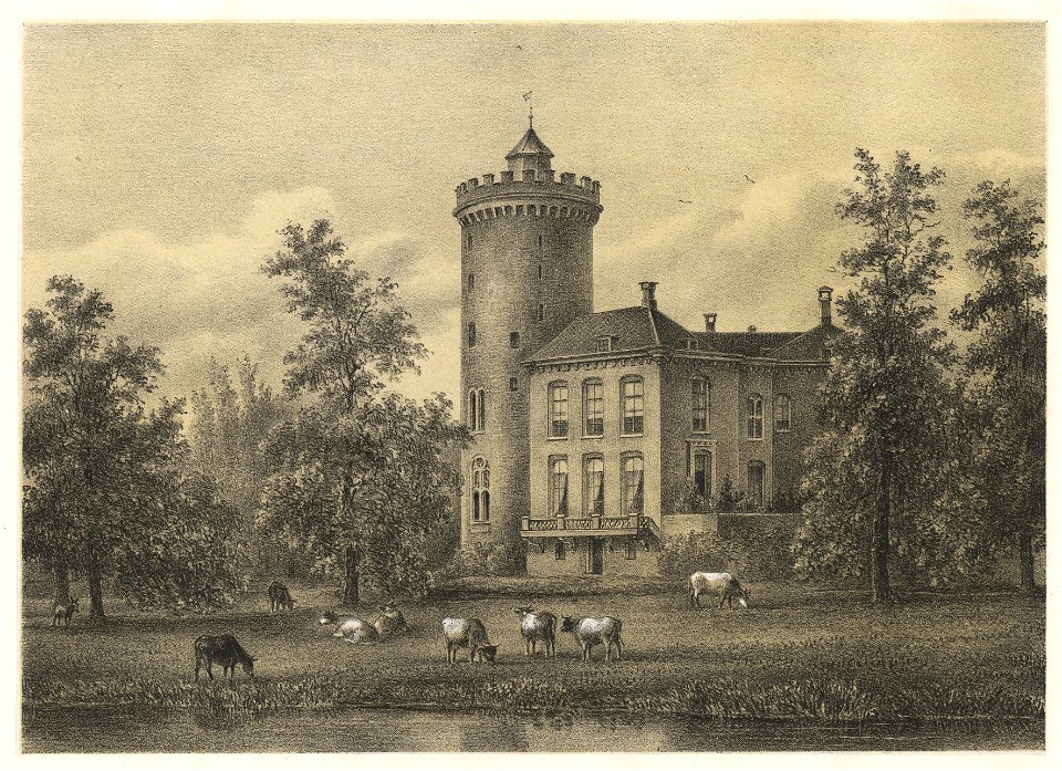 HUA-201945-Gezicht op het kasteel Sterkenburg te Driebergen uit het noordoosten met links de brug naar het voorterreinNB De gemeenten Driebergen en Rijsenburg zi