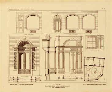 HUA-214327-Plattegrond en opstanden van de gevels van de sigarenwinkel van de firma HG en MA Hagen aan de Zadelstraat 1 hoek Choorstraat te Utrecht met opstand v