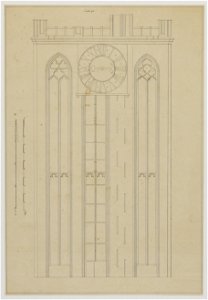 HUA-216379-Opstand van de zuidgevel van de tweede geleding van de Domtoren te Utrecht