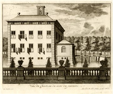 HUA-202367-Gezicht op de zijgevel van het kasteel Gunterstein te Breukelen vanuit de tuin uit het zuiden