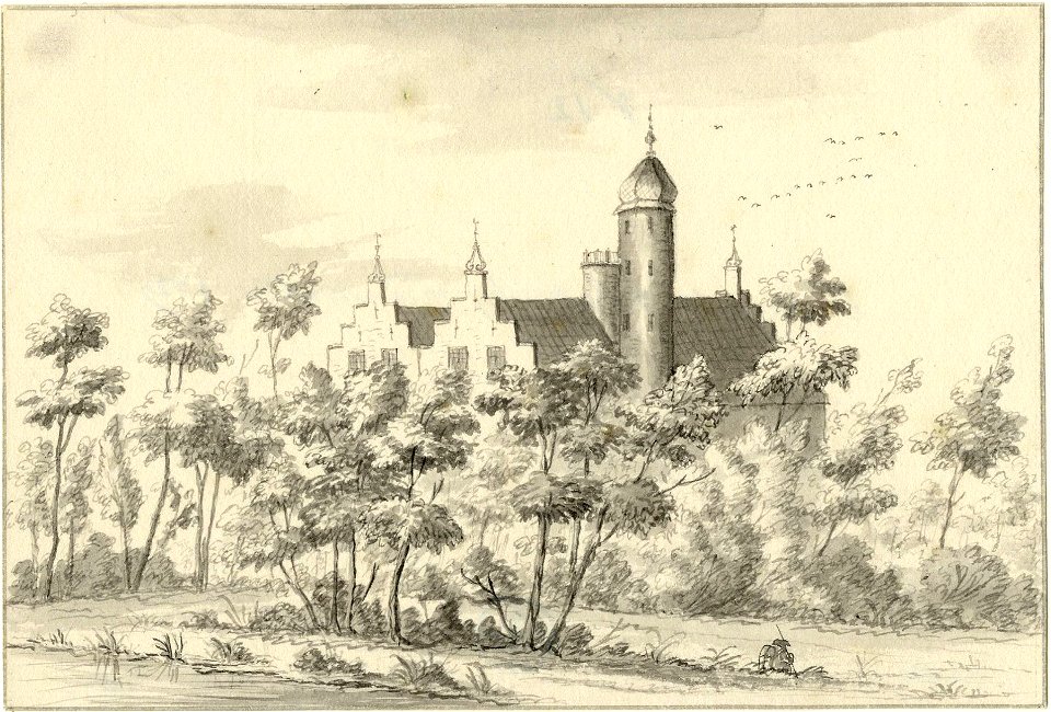 HUA-201980-Gezicht op het huis Te Vliet bij Lopikerkapel gemeente Lopik deels verscholen achter bomen