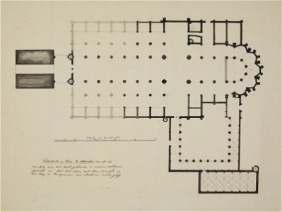 HUA-214422-Plattegrond van de Domkerk de Domtoren de kloostergang en het Kapittelhuis te Utrecht NB een in c 1850 door FNM van Zuylichem vervaardigde reconstruct