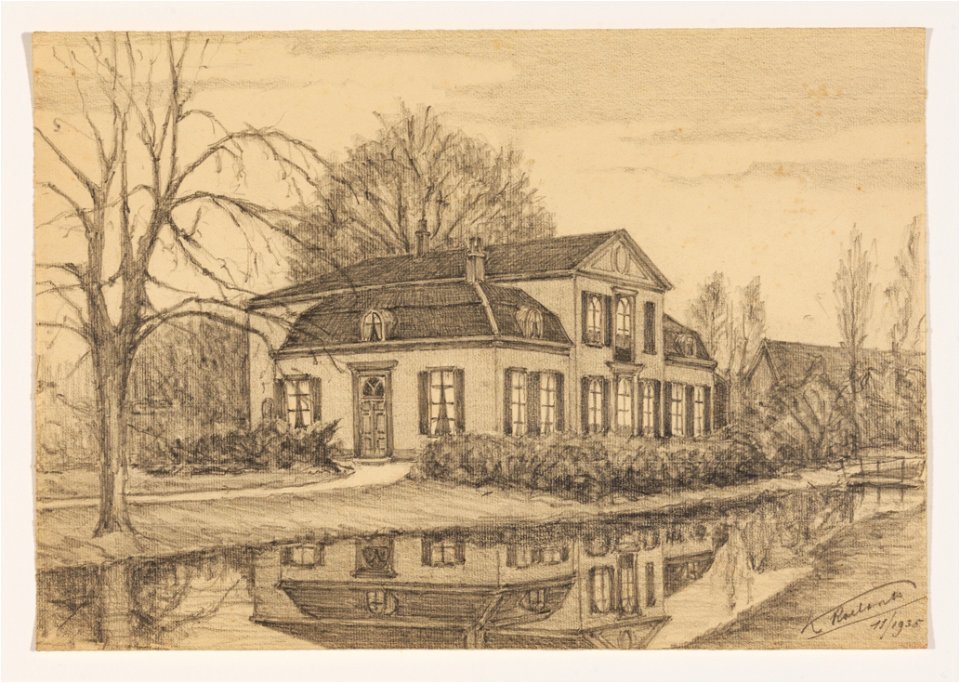 HUA-206594-Gezicht over de Biltsche Grift op de voorgevel en de linkerzijgevel van het huis Sluishoef Utrechtseweg 315 bij De Bilt