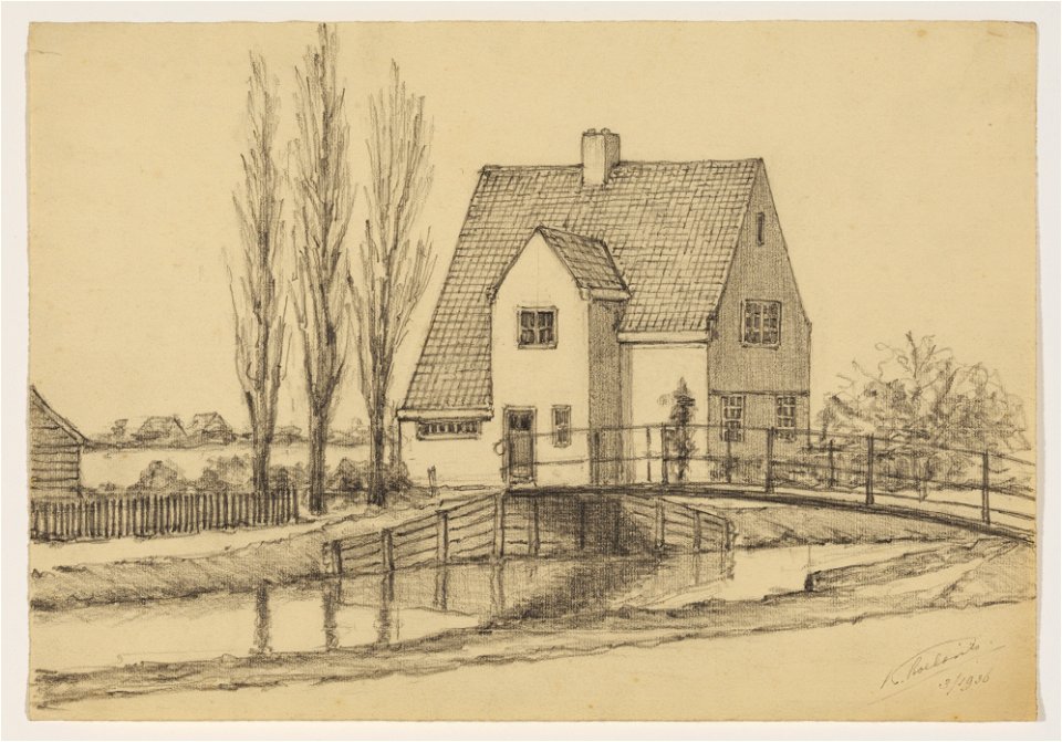 HUA-206602-Gezicht op huis bij een brug over een sloot of grachtje bij het café restaurant De Groene Kan Wilhelminaweg 435 te Groenekan gemeente Maartensdijk NB 