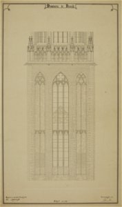HUA-216777-Opstand van de westgevel van de tweede geleding en de tweede omgang van de Domtoren te Utrecht
