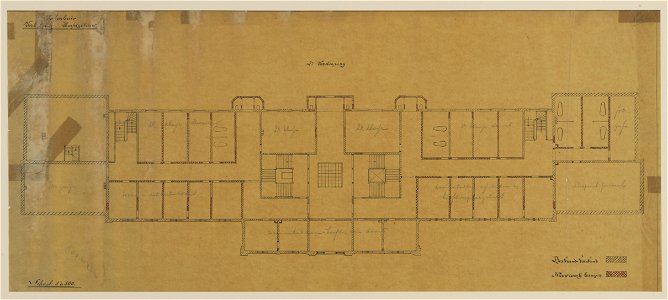 HUA-216684-Plattegrond van de tweede verdieping van het hoofgebouw van het Stads en Academisch Ziekenhuis aan de Catharijnesingel te Utrecht met de bestaande en 