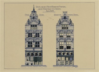 HUA-216343-Opstanden van de bestaande en gerestaureerde voorgevel van het huis Voorstraat 14 De Koning van Portugal te Utrecht