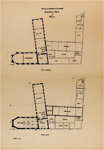 HUA-214741-Plattegronden van de begane grond en eerste verdieping van het ontwerp voor de verbouwing van het voormalige Agnietenklooster Agnietenstraat te Utrech