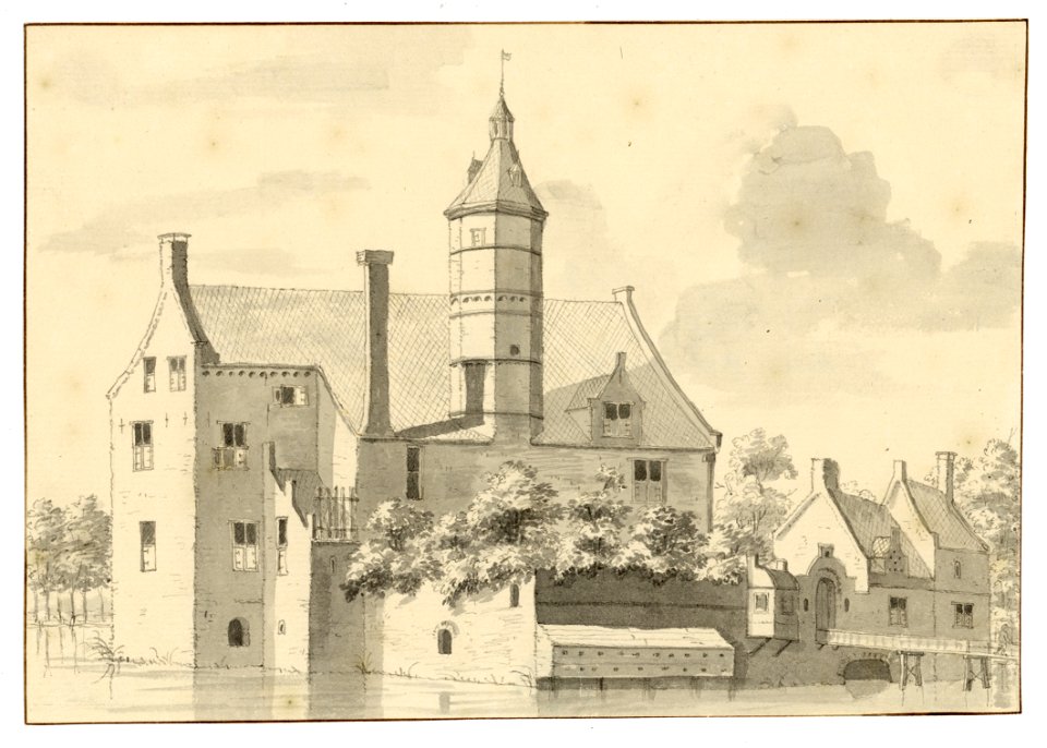 HUA-202083-Gezicht op het kasteel Wulven te Houten uit het zuiden