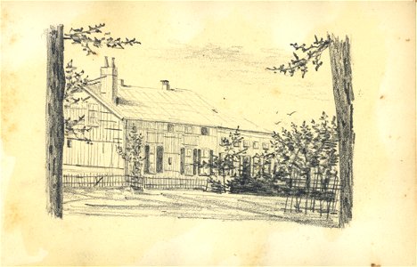 HUA-222057-Gezicht op het Doorgangshuis te Hoenderloo Gelderland een opvanghuis voor verwaarloosde jongensNB Blad uit het Schetsboek No 5 van Th Scharten 1892 18