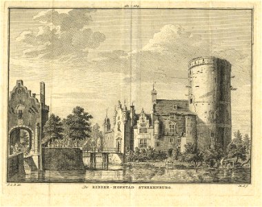 HUA-201917-Gezicht op het kasteel Sterkenburg te Driebergen uit het zuidoosten met links het poortgebouw dat toegang gaf tot de voorburchtNB De gemeenten Drieber