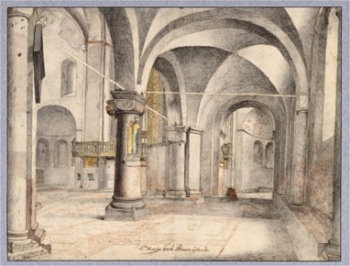 HUA-28609-Interieur van de Mariakerk te Utrecht de zuidelijke zijbeuk uit het westen