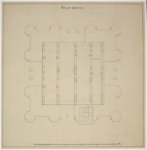 HUA-214472-Plattegrond van de klokkenstoelen van de Domtoren te Utrecht met weergave van de plaats van de klokken