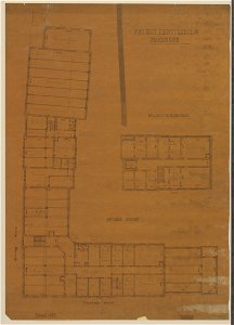HUA-216681-Plattegrond van de begane grond en kelder van het ontwerp voor een dienstgebouw bij het Stads en Academisch Ziekenhuis aan de Catharijnesingel te Utre